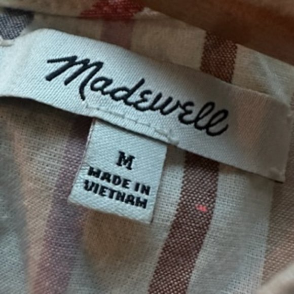 Madewell Button-Back Tie Tee in Rainbow Stripe size M - Picture 6 of 7